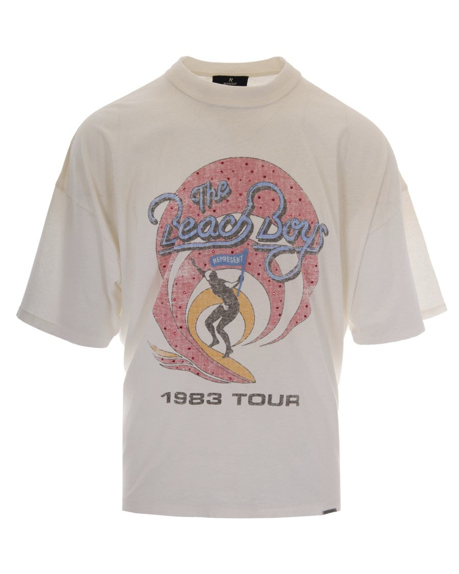 Represent Washed Ecru Beach Boys Cotton-Blend T-Shirt