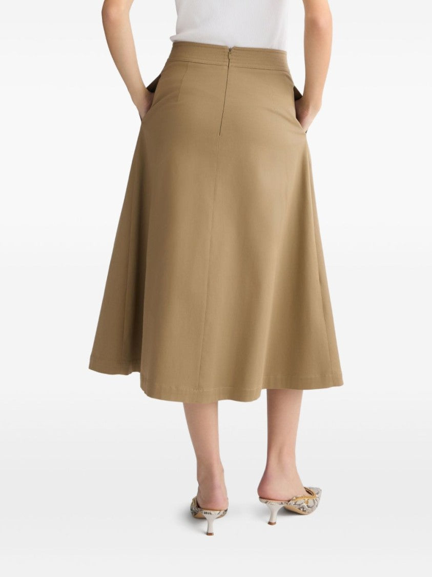 Liu Jo Pleated Green Midi Skirt With High Waist
