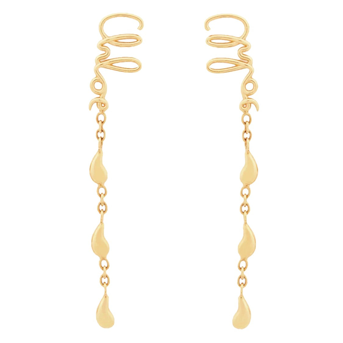 Chloé Vintage Gold Tone Brass Earrings With Spiral Logo