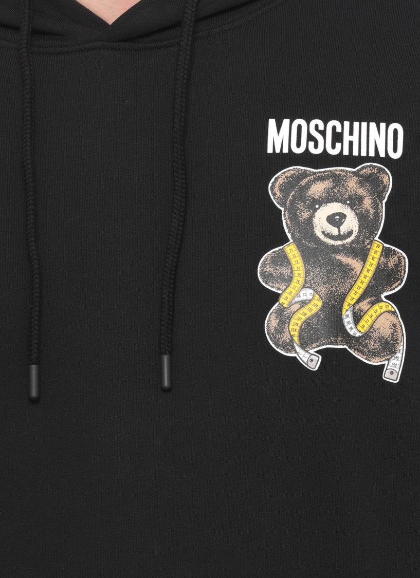 Moschino Black Teddy Bear Print Hooded Cotton Sweatshirt