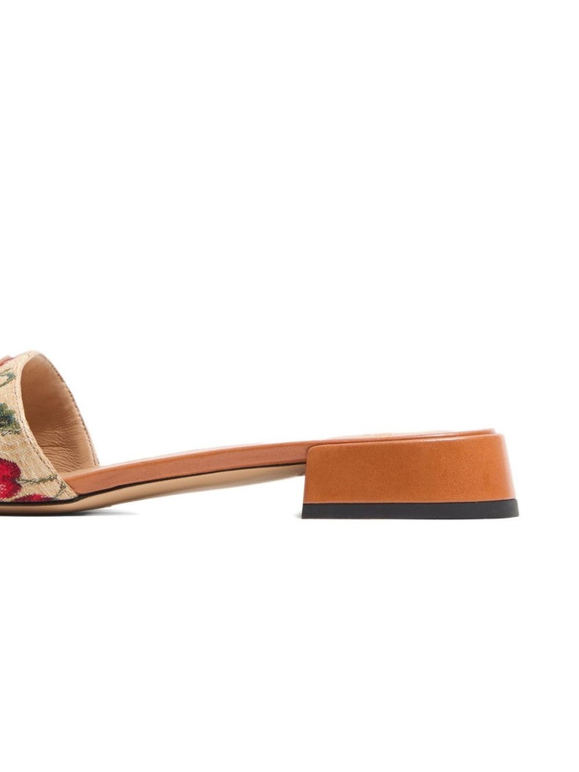 Valentino Garavani Vlogo Cherrifique Slides With Cherry Print And Block Heel