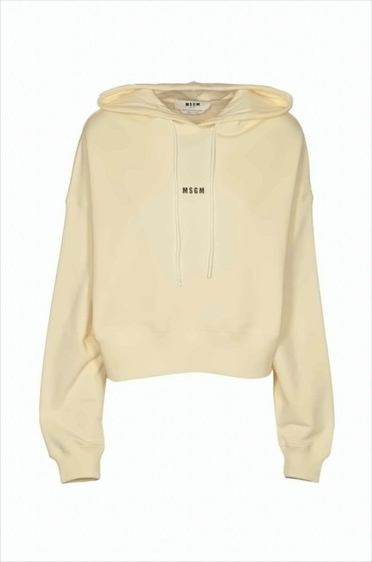 Msgm Cropped Hooded Sweatshirt With Subtle Logo Print