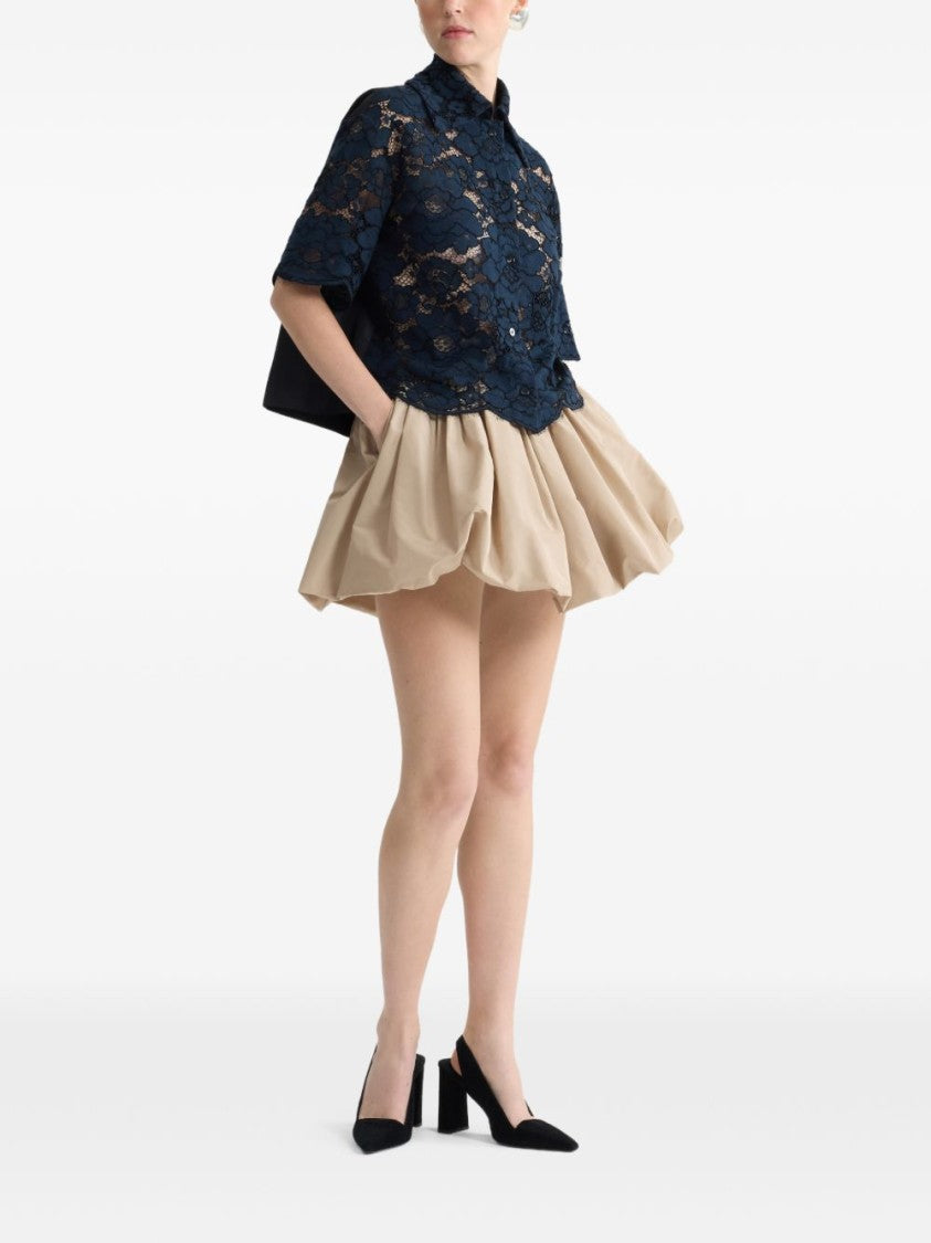 Patou Cropped Lace Shirt With Floral Patterns