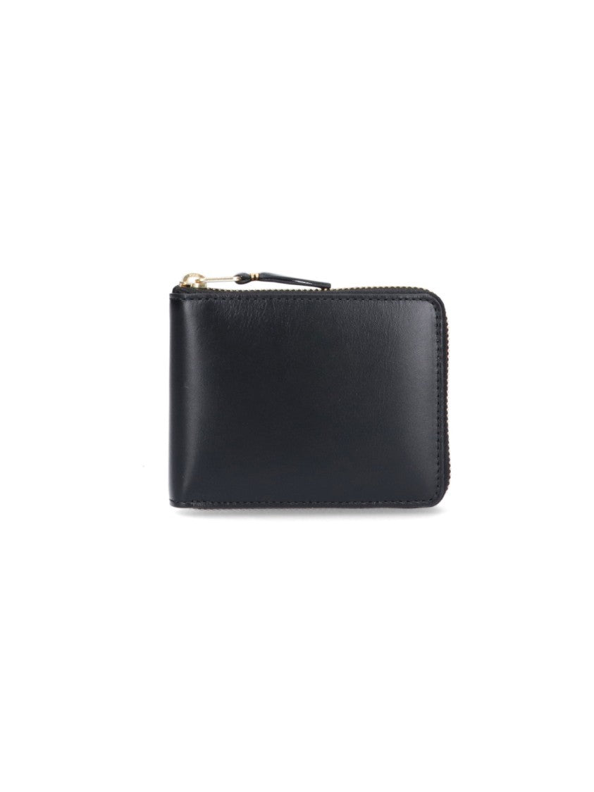 Comme Des Garçons Rectangular Black Wallet With Gold-Tone Zipper