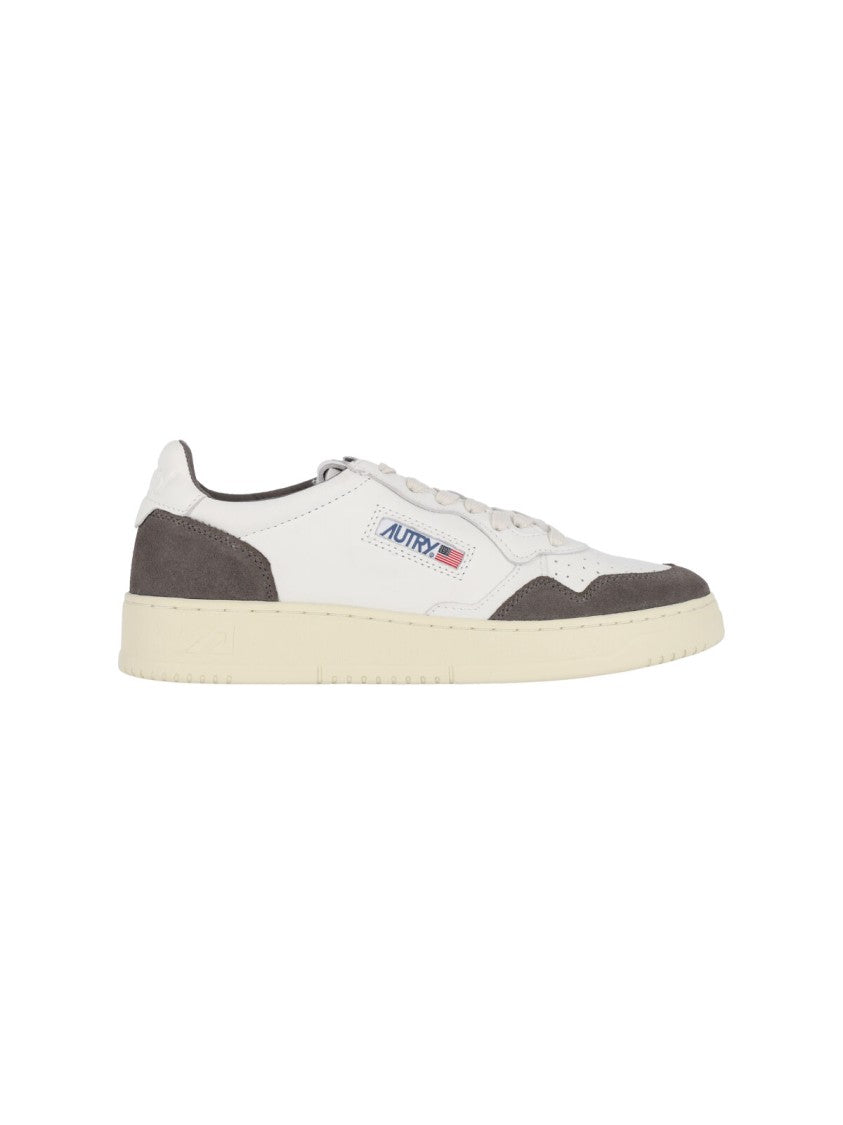 Autry White And Brown Logo Low-Top Sneakers