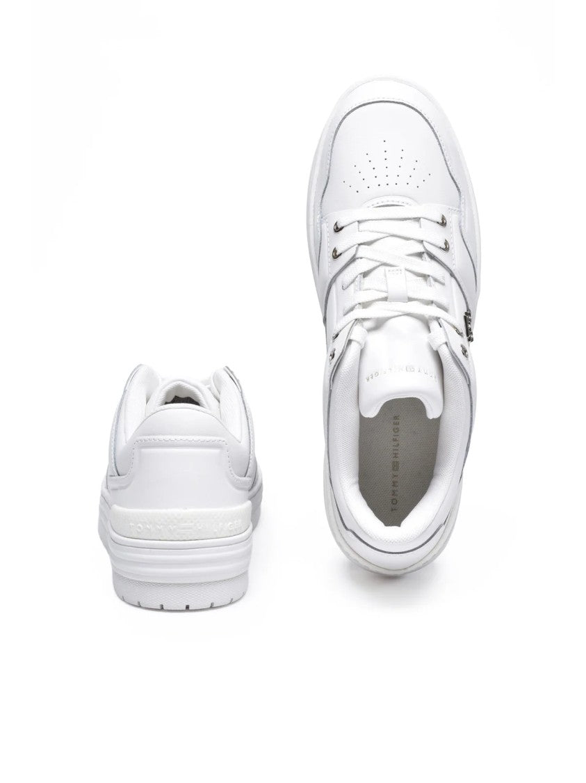 Tommy Hilfiger White Perforated Basket Sneakers