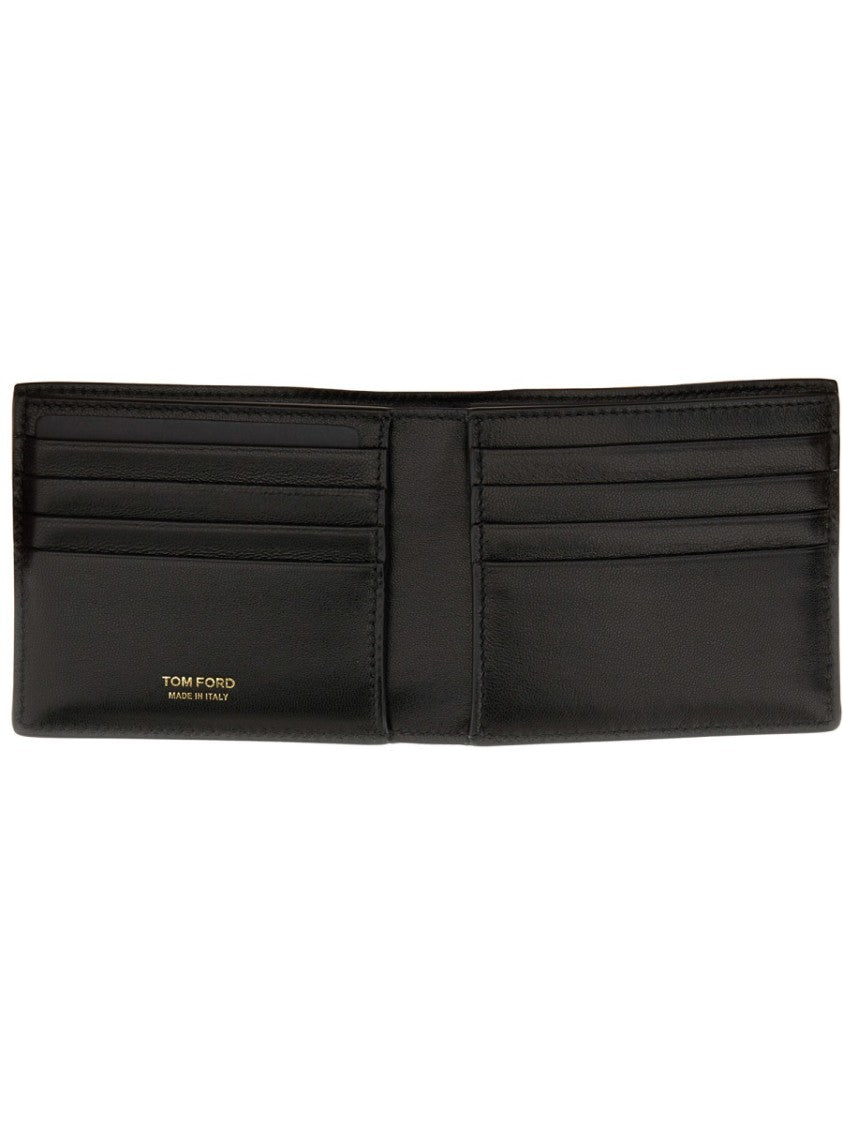 Tom Ford Textured Leather Bifold Wallet With Crocodile Pattern