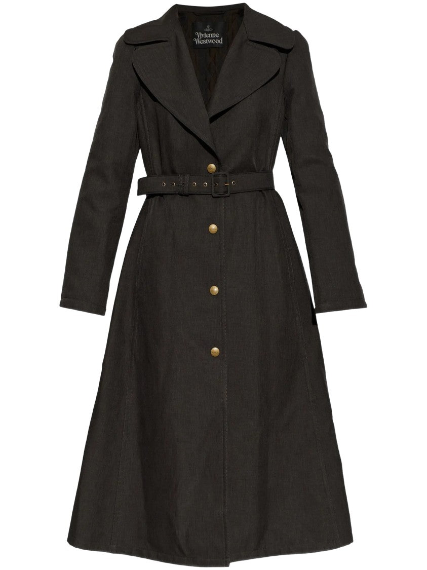 Vivienne Westwood Mid-Calf Liska Flared Metallic Wool Coat