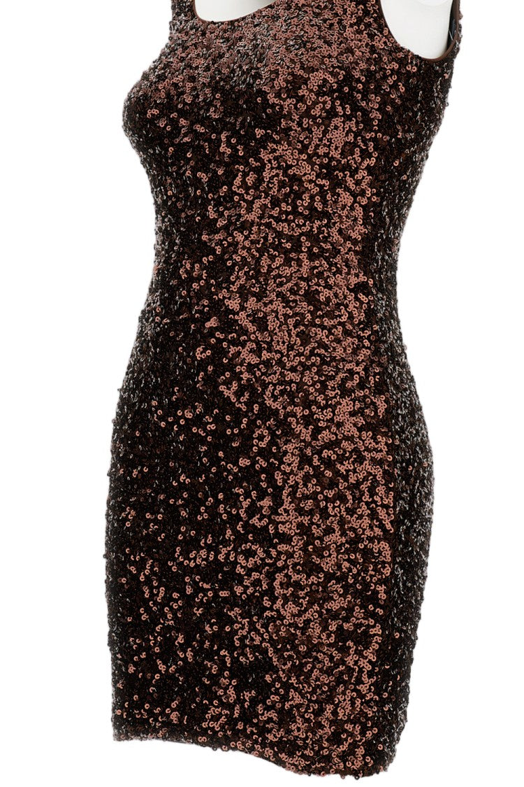 Rotate Birger Christensen Shimmering Brown Sequin Midi Dress