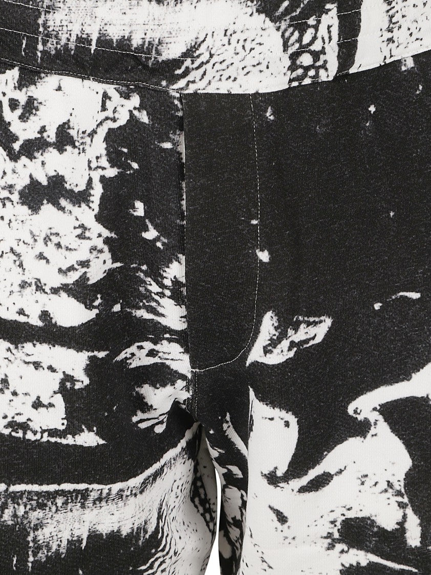 Alexander Mcqueen Black And White Abstract Print Shorts