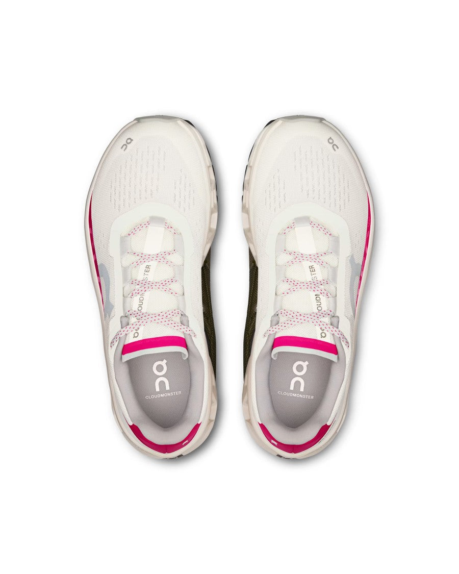 On Cloudmonster Sneakers In Ivory With Grenadine Accents