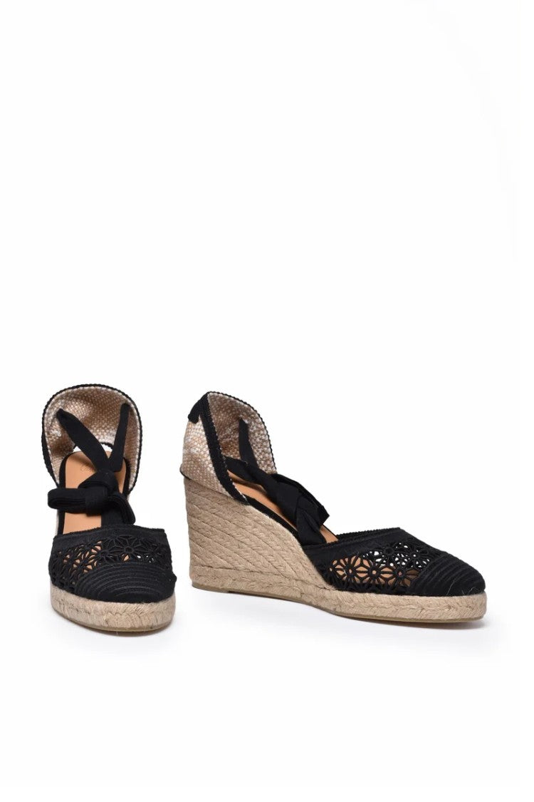 Castañer Black Rope Heel Canvas Espadrilles