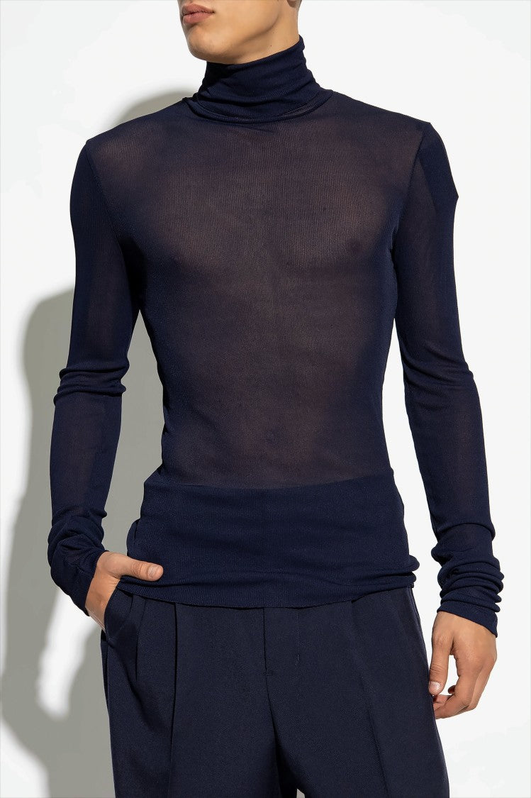 Ami Paris Ribbed Turtleneck Sweater With Slim Fit