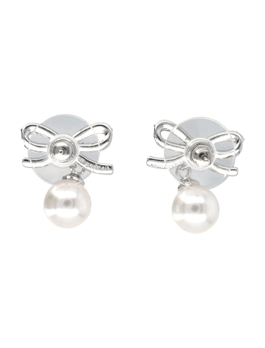 Self-Portrait Bow Pearl Earrings