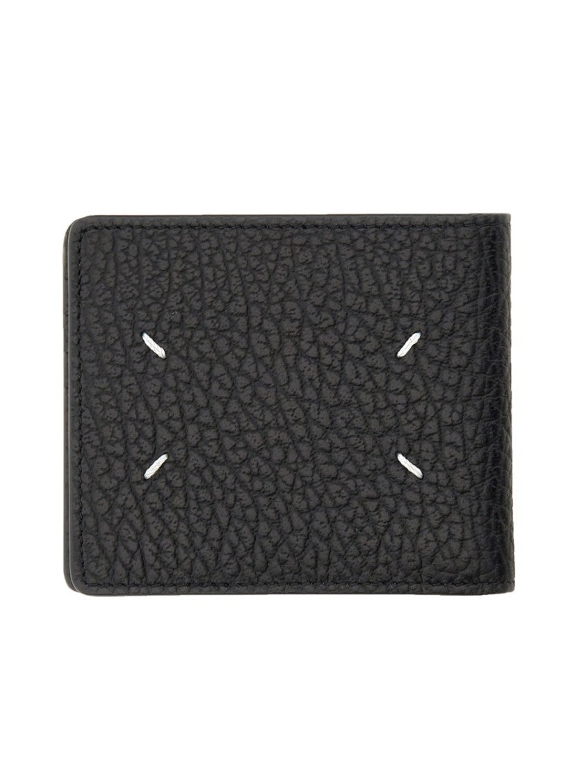 Maison Margiela Textured Logo Bifold Leather Wallet