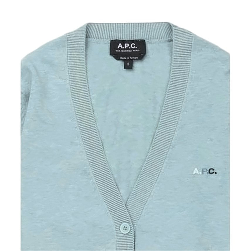 A.P.C. Light Blue Knit Cardigan With V-Neckline