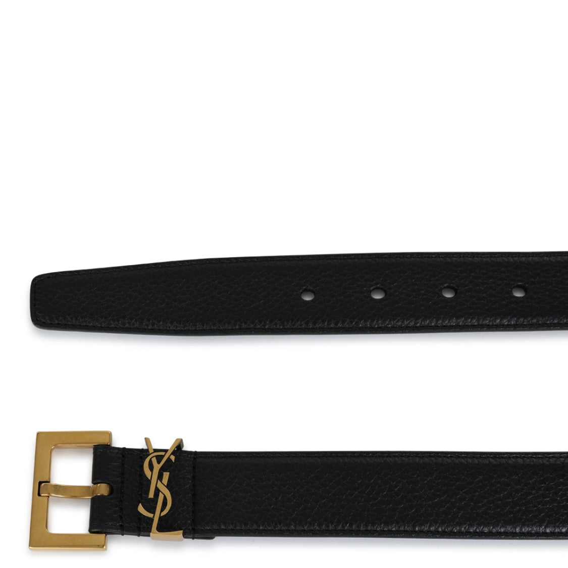 Saint Laurent Textured Black Leather Belt