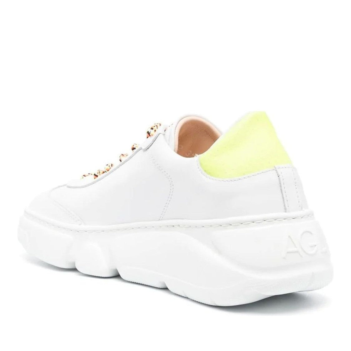 Agl White Emilie Leather Sculpted Sole Wedge Sneakers