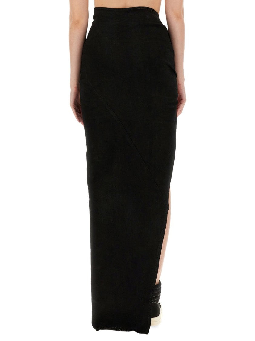 Drkshdw By Rick Owens Slim Fit Long Skirt With High Slit