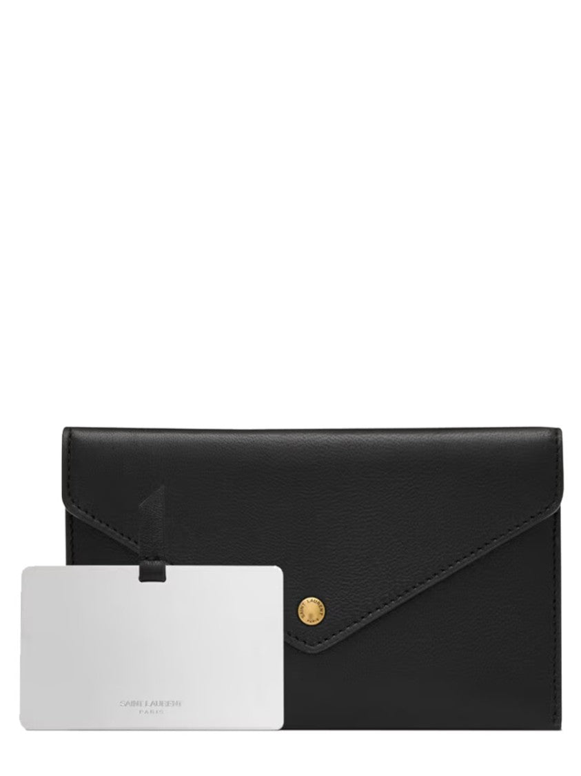 Saint Laurent Chevron Quilted Medium Leather Handbag With Gold-Tone Accents