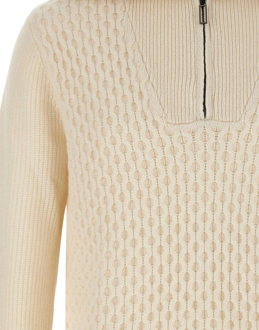 Paolo Pecora Mock-Neck Full-Zip Sweater With Ribbed Details