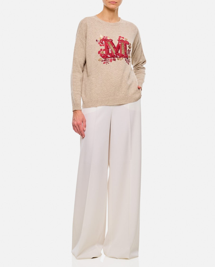 Max Mara White Ninfa Wide Leg Trousers