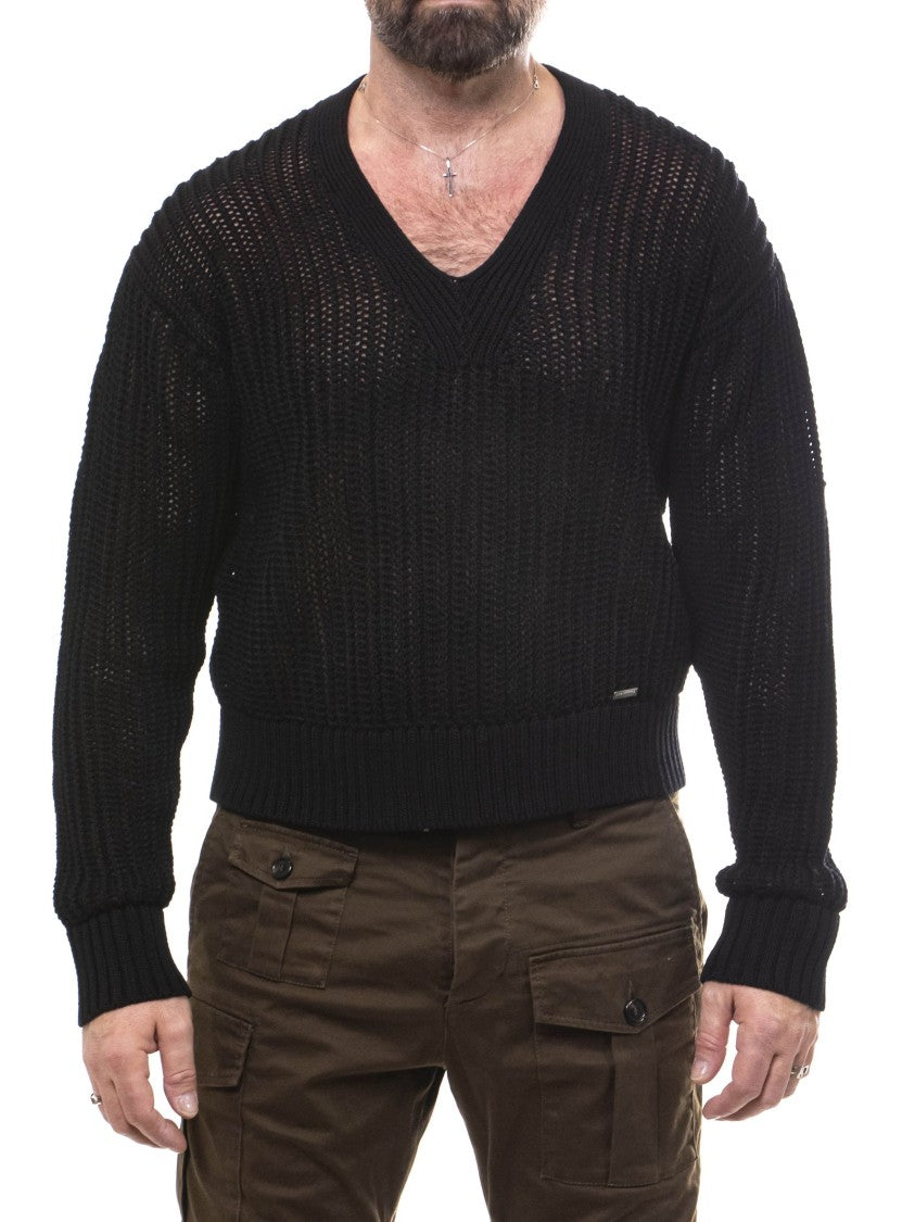 Dsquared2 Semi-Sheer V-Neck Sweater