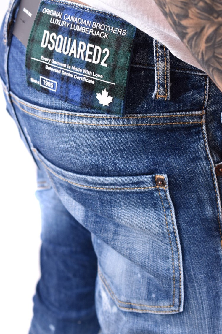 Dsquared2 Distressed Blue Slim Fit Jeans With Classic Five-Pocket Design