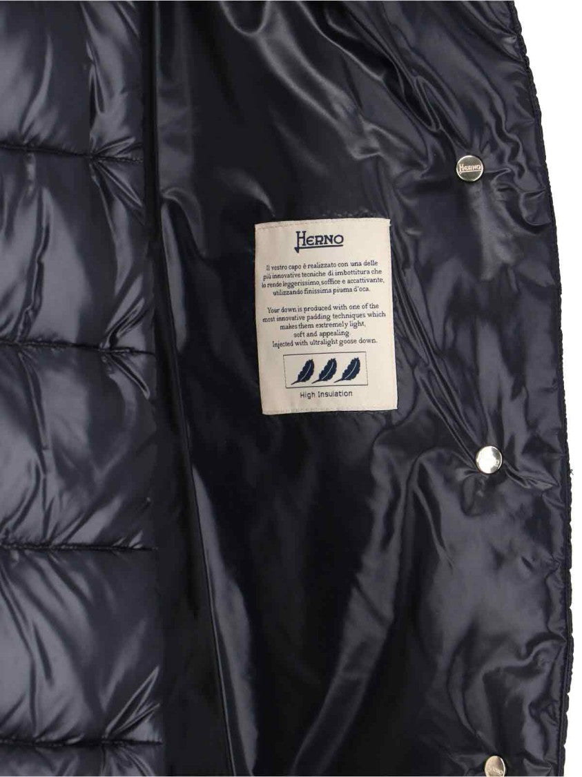 Herno Navy Dora Long Puffer Jacket