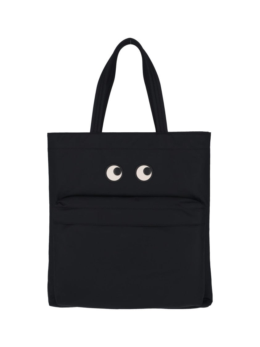 Anya Hindmarch Black Eyes Nylon Zip Tote Bag
