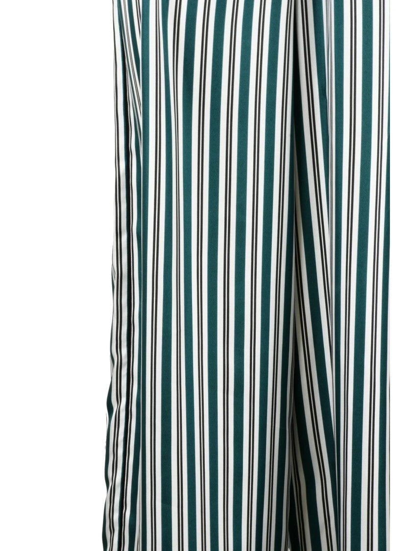 Max Mara Wide-Leg Silk Trousers With Vertical Stripes And Elasticated Waistband