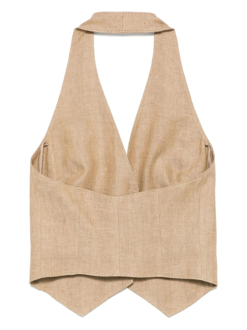 Max Mara Sleeveless V-Neck Vest With Fitted Silhouette