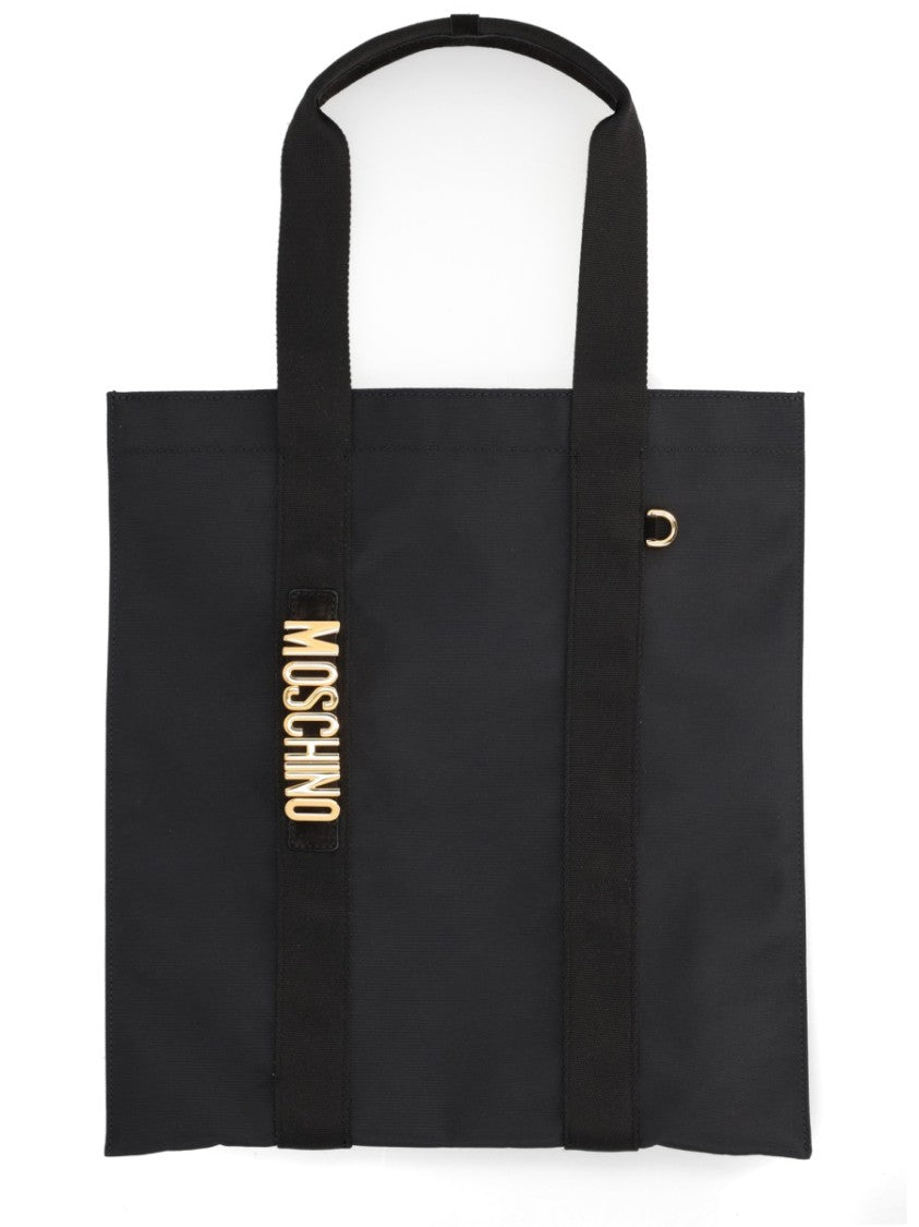 Moschino Black Carry Me Leather Rectangular Tote Bag