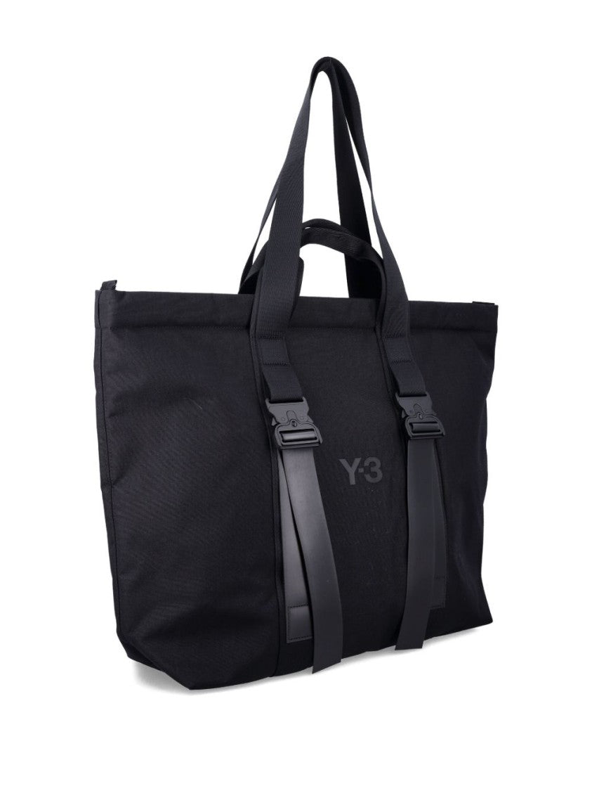 Y-3 Spacious Tote Bag With Leather Straps And Embossed Logo