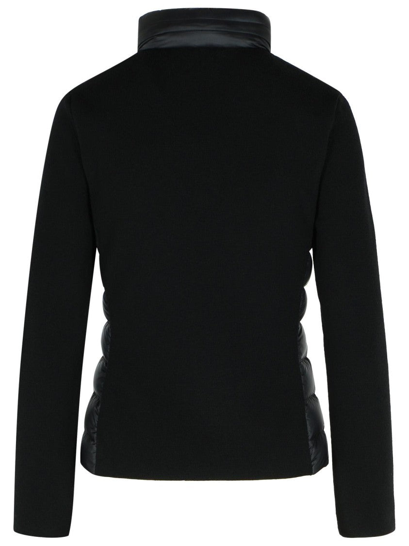 Moncler Tricot' Cardigan In Polyamide And Black Virgin Wool