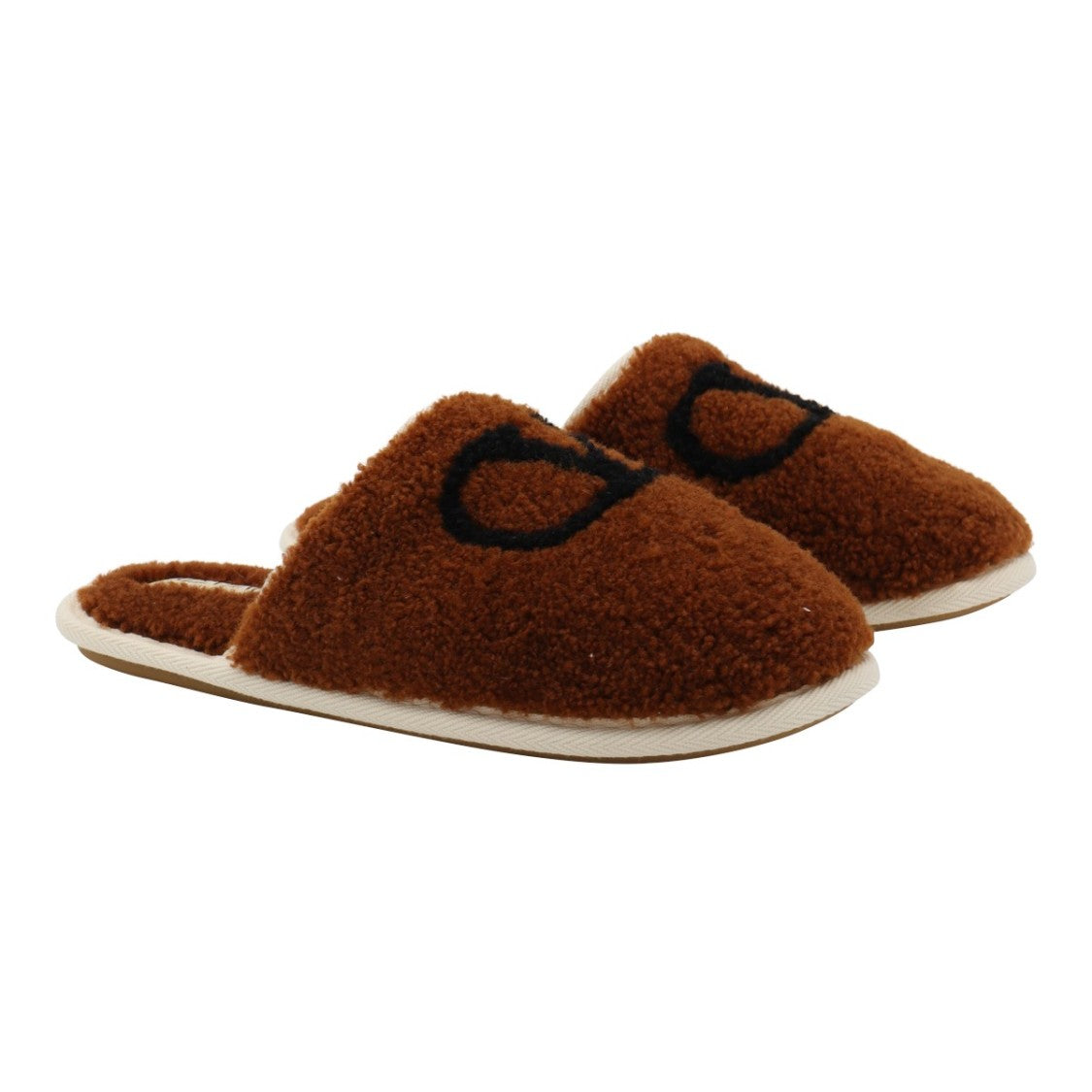 Valentino Garavani Plush Brown Loafers With Black Logo Detail