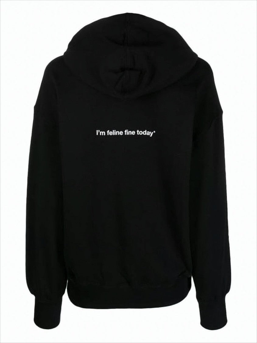 Msgm Graphic Hooded Sweatshirt With Cat Design