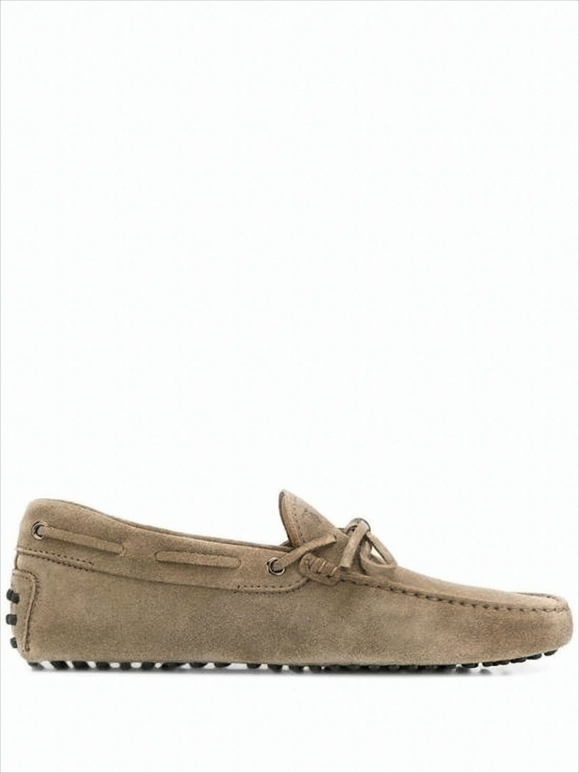 Tod's Brown Suede Moccasin-Toe Loafers With Lace-Up Design