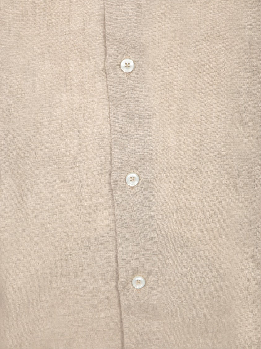 Dell'oglio Beige Linen Shirt With Classic Collar