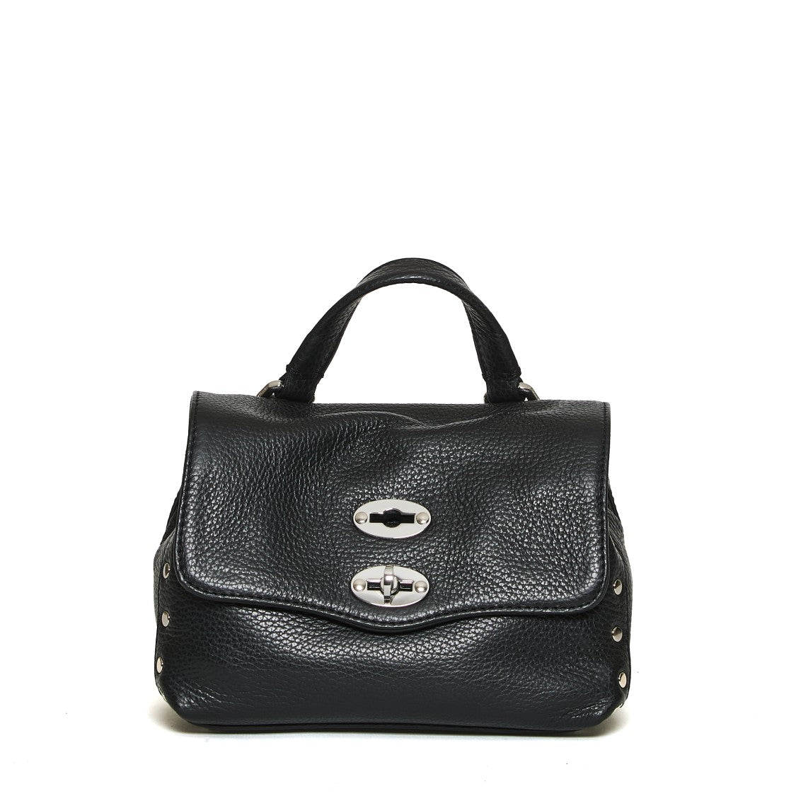 Zanellato Structured Textured Leather Handbag With Flap Closure