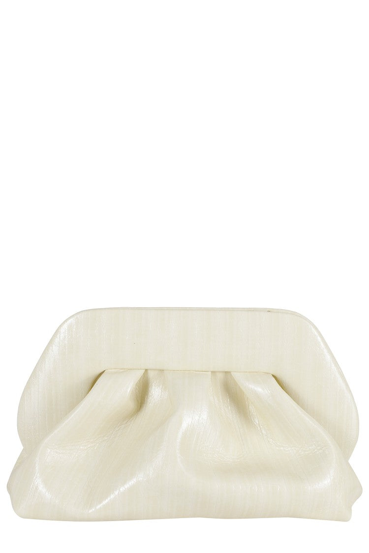 Themoirè Cream Bios Medium Striped Vegan-Leather Handbag