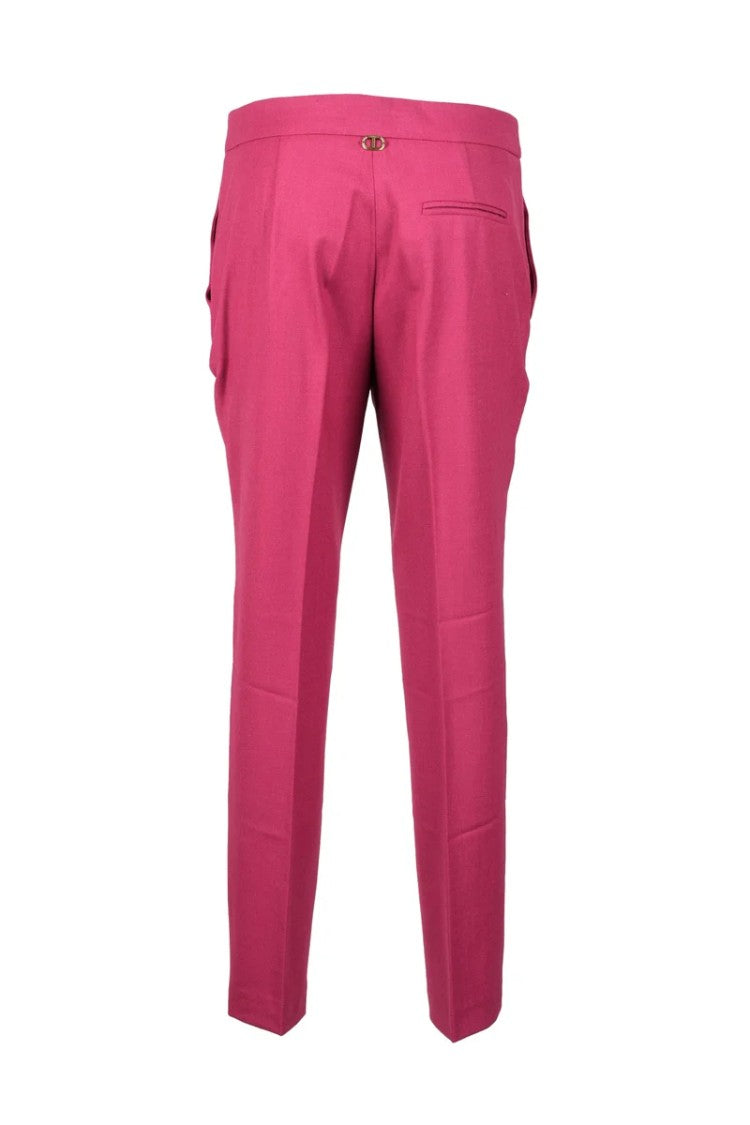 Twin-Set Wool Blend Stretch Trousers - Pink