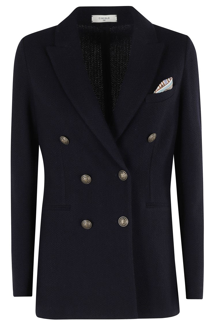 Circolo 1901 Double-Breasted Wool Knit Blazer