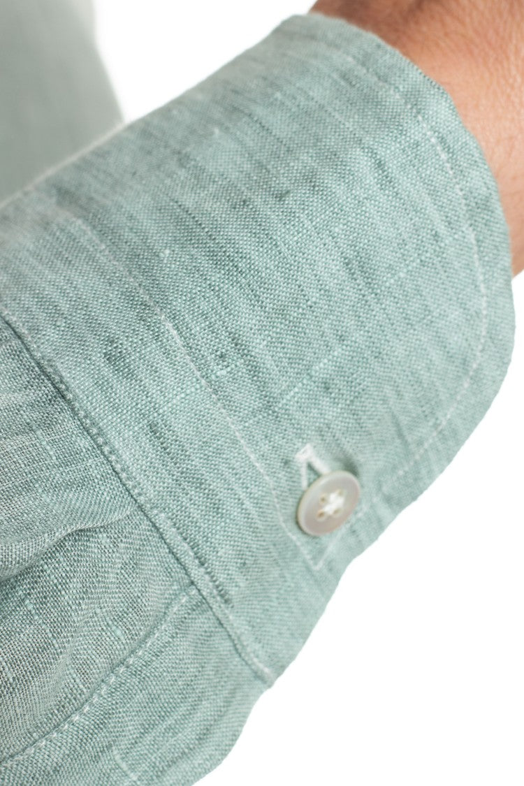 Borriello Solid Delavè Linen Tailored Shirt