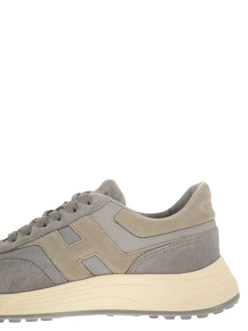 Hogan Fluid-Shaped Suede And Fabric Sneakers