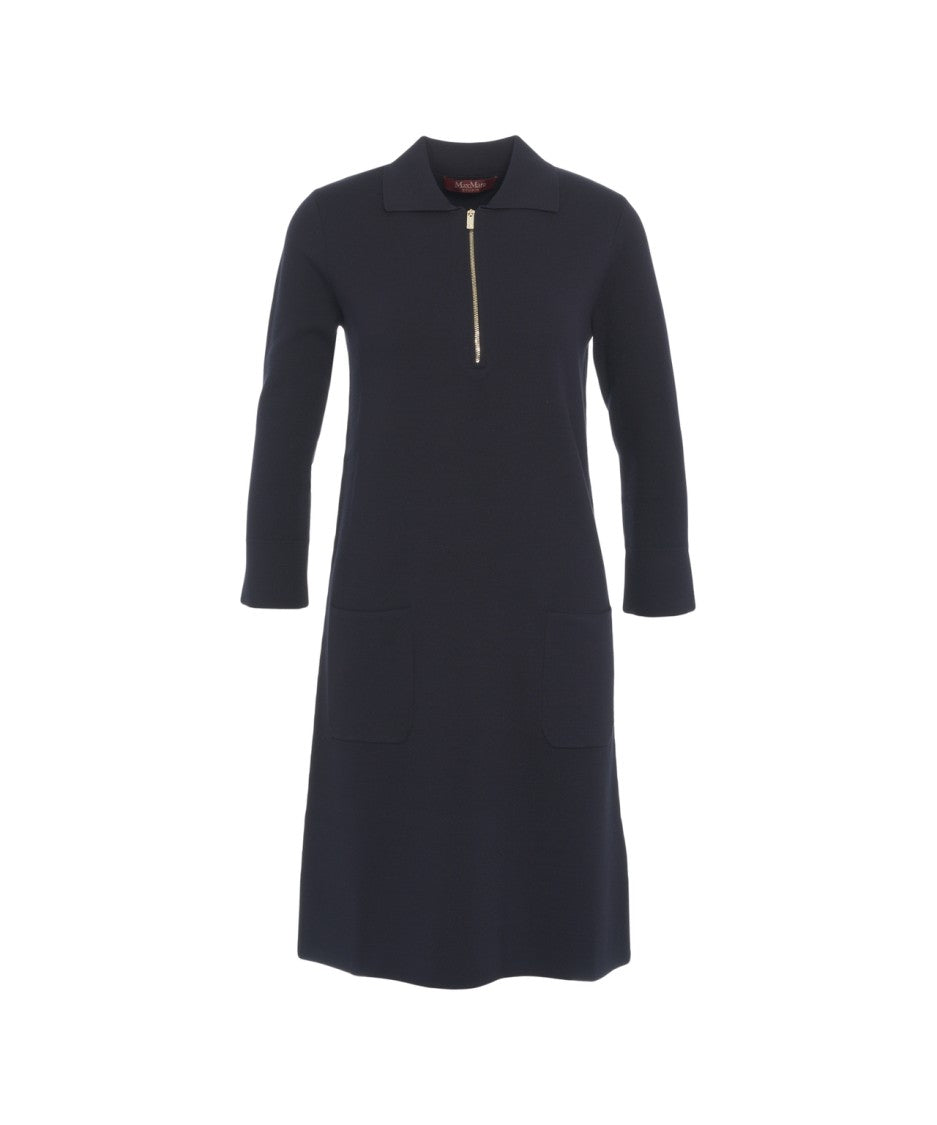 Max Mara Midi Dress With Collar And Zipper