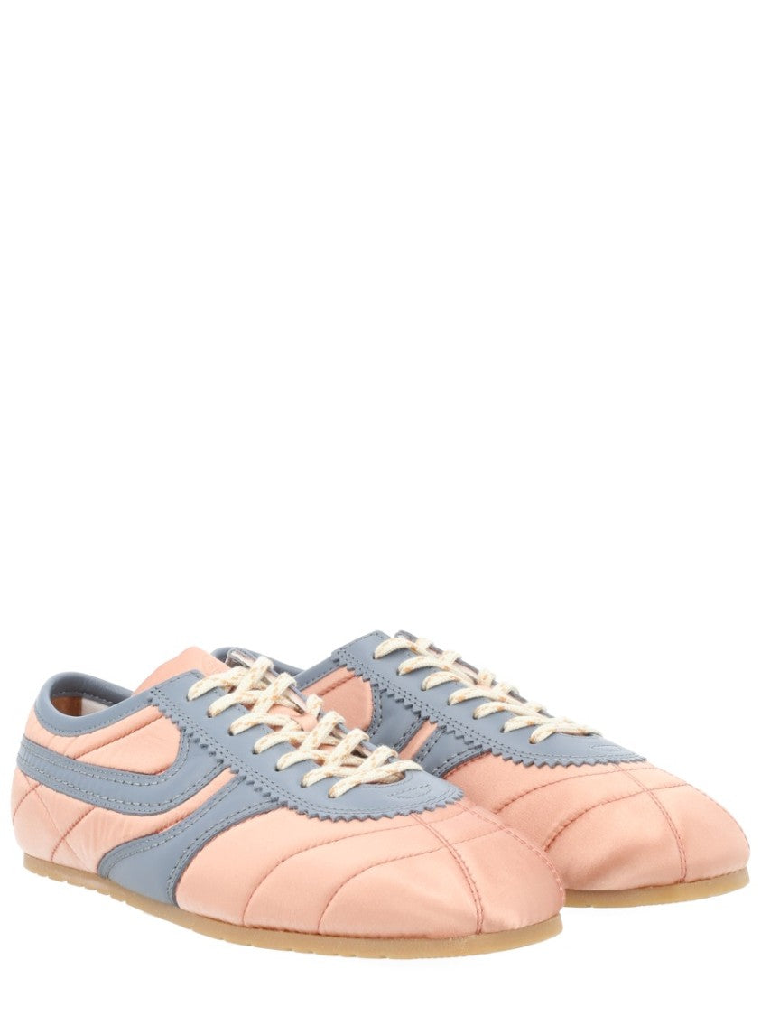 Dries Van Noten Quilted Satin Finish Blue Accent Sneakers