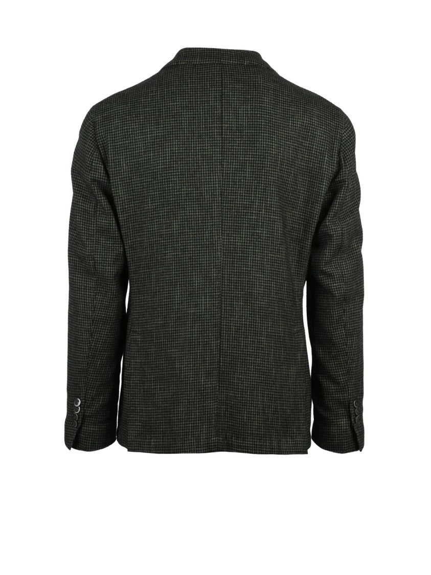 Luigi Bianchi Rounded Jacket With Suede Effect And Houndstooth Pattern