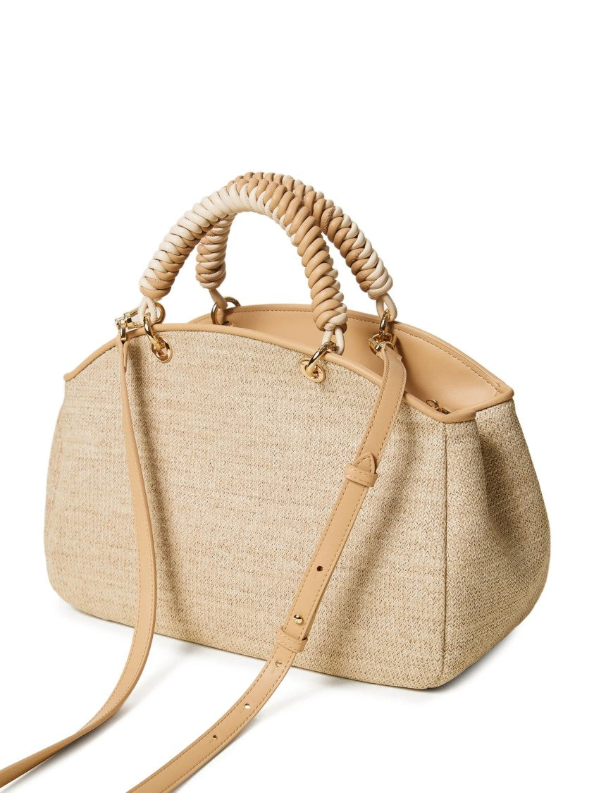 Twin-Set Beige Structured Woven Handbag