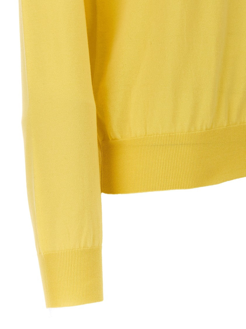 Jil Sander Classic Yellow Round-Neck Sweater With Ribbed Hem